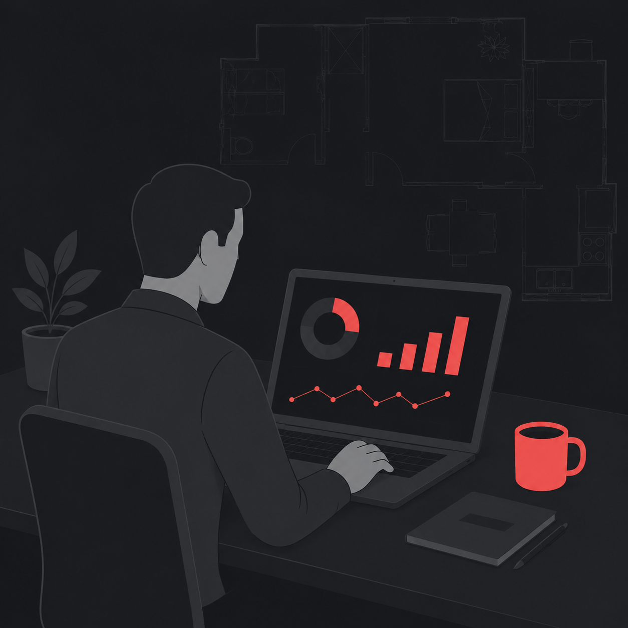 Broker reviewing lead response data on laptop