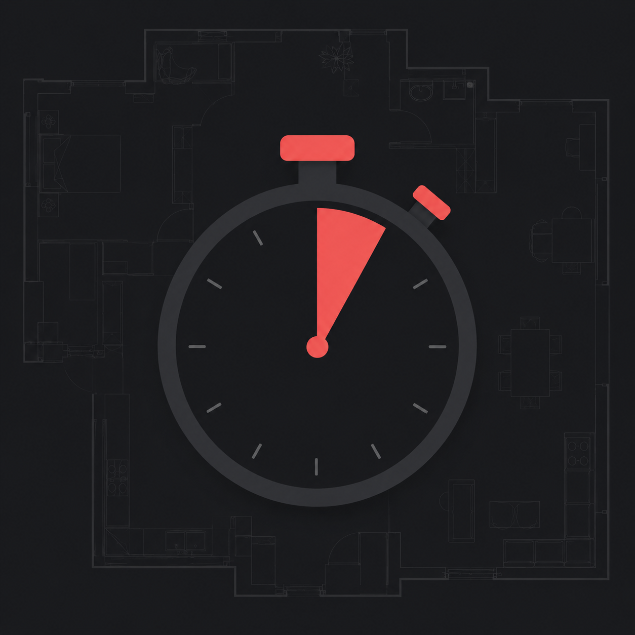 Stopwatch with real estate floor plan — the 5-minute rule for lead response